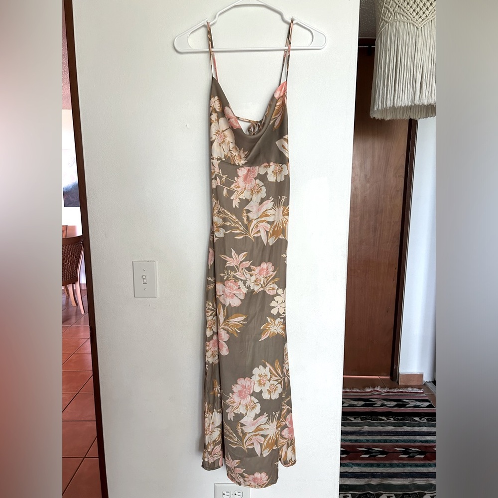 INSANE Free People silk slipdress open back cowl neck adjustable tie NWT